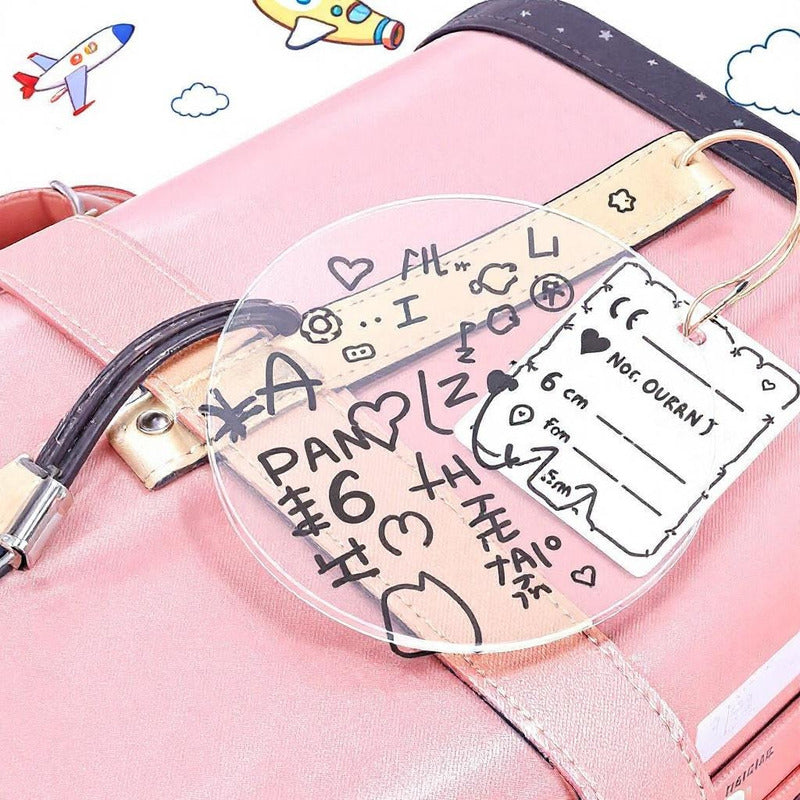 25 Tags Circular Acrilico Transparente 3mm 6.5cm Maleta