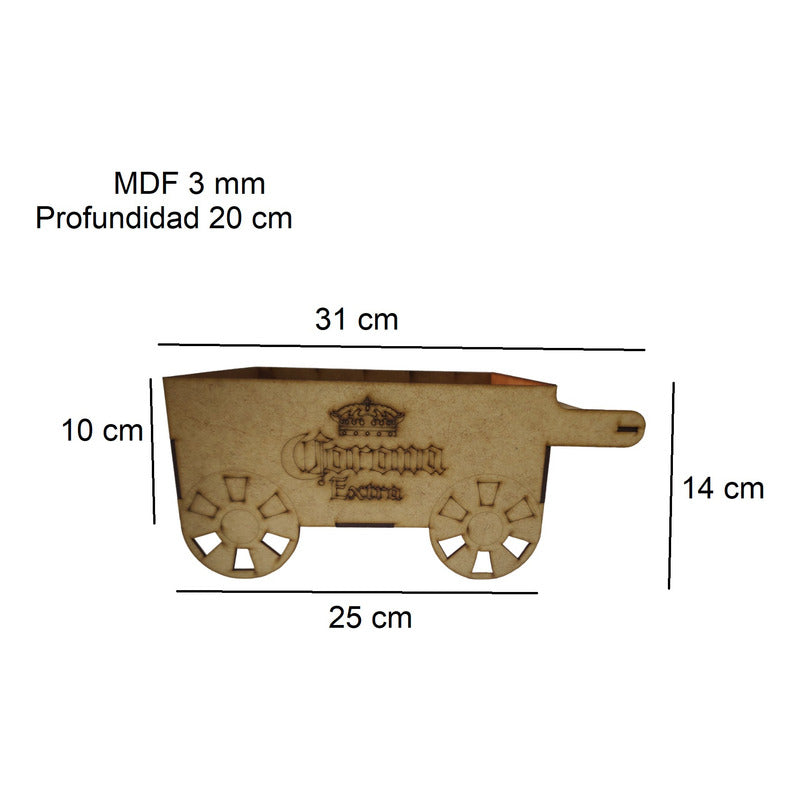 Carrito Caja Centro Mesa Botanero Fiesta Mdf 3mm Economico