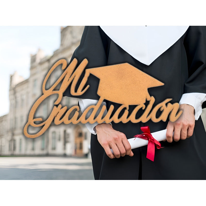 Letrero Mi Graduacion 20x40 Cm Madera Mdf Decoracion Fiesta