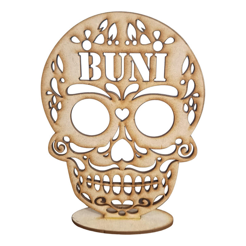 5 Pzas Calavera Mdf Personalizada 16cm Altar Dia De Muertos