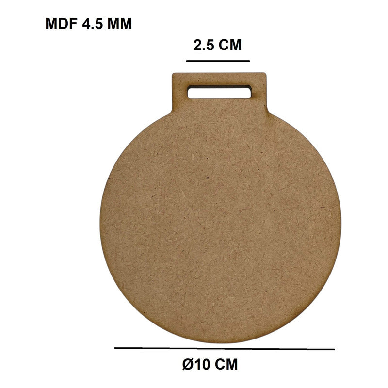 Medalla Mdf Color Natural 10 Cm 10 Piezas 4.5 Mm Grandes