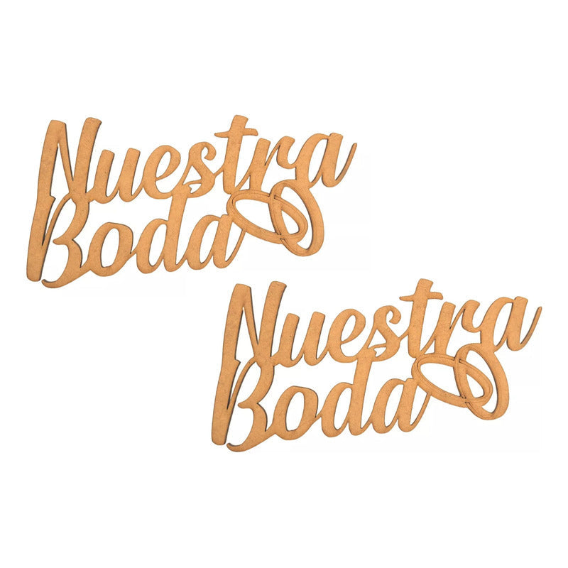Letrero Nuestra Boda 80x40 Cm Madera Mdf Fiesta Anillos