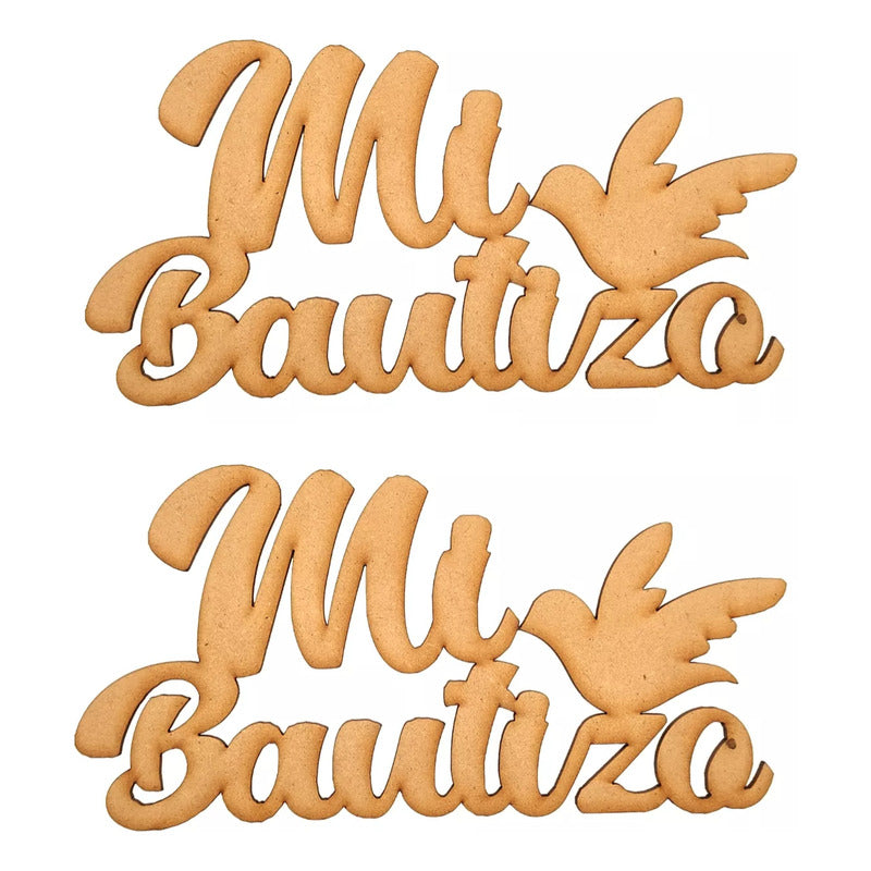 Letrero Mi Bautizo Paloma 80x40cm Madera Mdf  Decoracion