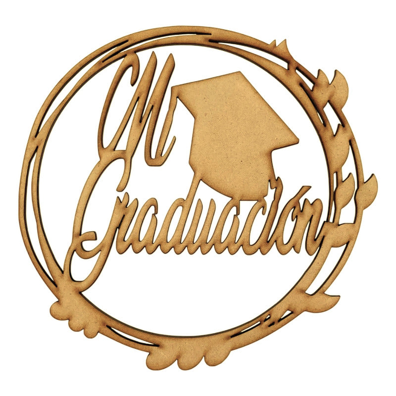 Letrero Mi Graduacion Circulo 60cm Madera     Mdf Decoracion