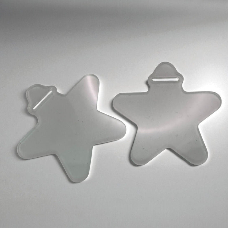 50 Medallas Acrílico Transparente 2mm Forma Estrella 7cm